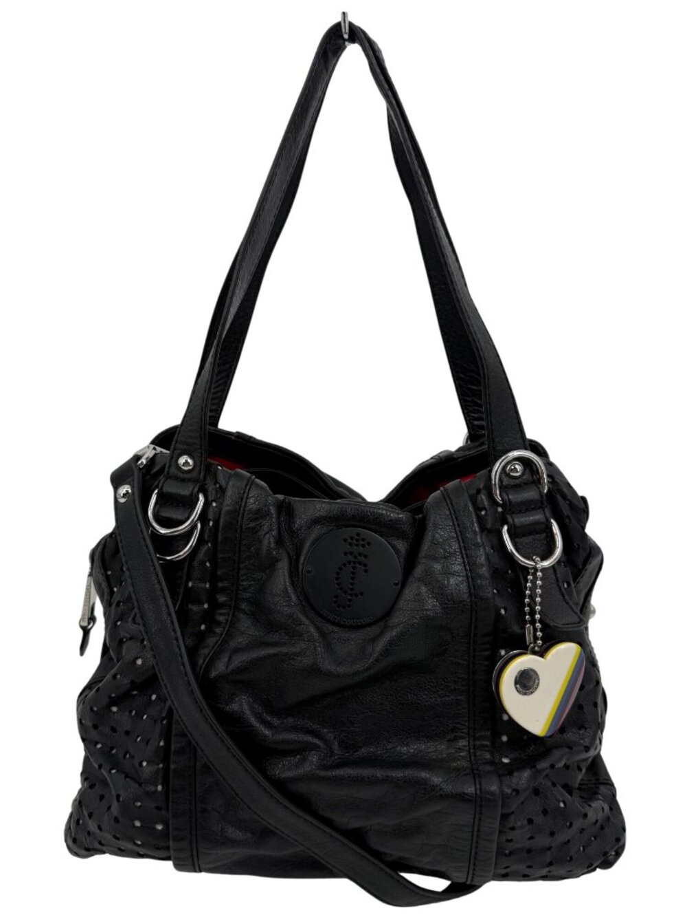 RARE Juicy Couture Perforated Leather Triple-Compartment Crossbody Hobo Bag